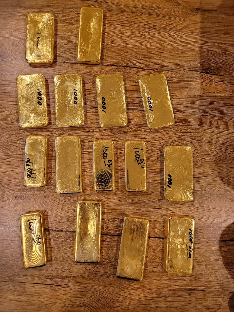 Gold doré bars produced from on-site refining